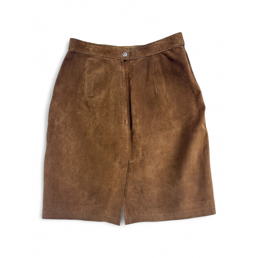 Global‎ Identity Brown Suede Midi Skirt Size 10  Front Slit